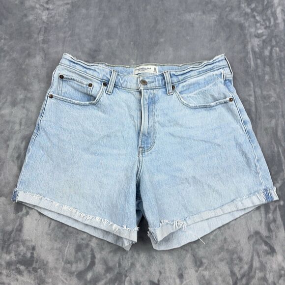 Abercrombie & Fitch The Baggy Short Mid Rise Womens Size 30/10 Blue Light Wash - Picture 1 of 9